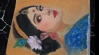 Radha Rani drawing with soft pastel colour 💖#drawing #art #video