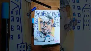 Blind contour + mixed media #mixedmedia #drawing #painting #doodleart #doodle #stamping