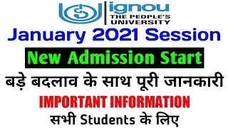 #ignou New Admission with Big Changes for January 2021 Session info By TIPS GURU