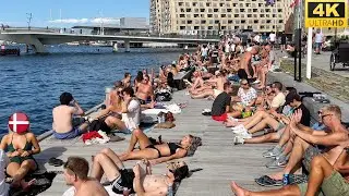 Strandgade Harbour Beach || 4K Beach Walking Tour || Copenhagen Denmark #Bikini #Sunbathe