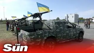 Ukrainian anti-drone unit receives heavy gun pick-up trucks to defend Kyiv