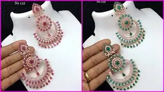 chandbali earrings buy online || 1 Gram gold cz chandbali earrings with price