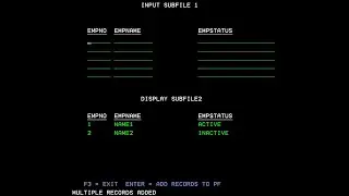 IBM i, AS400 Tutorial- Input subfile | Display more than one subfile at a time(1 INPUT & 1 DISPLAY)