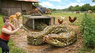 72 Hours of Terror:Giant Python Trapped on the Farm-Chickens Panic,Dog Stays Back | Huong Ca Harvest