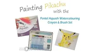 Painting Pikachu with the Pentel Aquash Watercolouring Crayon & Brush Set