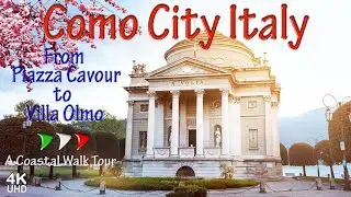 Como - Italy | A Coastal Walk Tour From Piazza Cavour to Villa Olmo | 4K - [UHD]