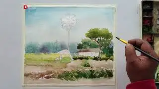 how to paint watercolor landscape in easy way