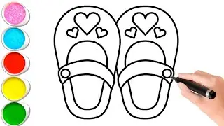 Let's Learn How to Draw and Paint a Beautiful Flip flop for kids and Toddlers 