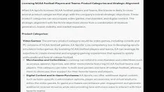 EA Sports Licensing NCAA Football players and teams from What product categories will license cover