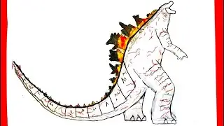 How To Draw Burning Godzilla ( Full Body ) Monsterverse
