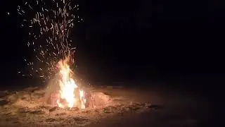 fire in the snow for a good night's sleep Czech Mountains in 8k