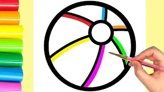 How to Draw ball with Rainbow Colors For Children.Dibujar pelota para ni&ntilde;os.Мяч для рисования для де