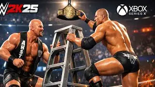 WWE 2K25 - THE ROCK VS STONE COLD ON RAW | AMAZING LADDER MATCH | XBSX