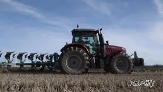 ON LAND PLOUGHING - MASSEY FERGUSON 6718 S Dyna-Vt & ECO-EMMEGIEMME 7-furrow