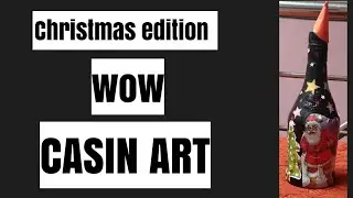 How to make a simple Christmas bottle art using magazine . By CASIN ART