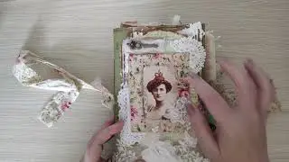 SOLD, thank you xx Junk Journal flip through, Vintage pages green, full, fluffy and beautiful.