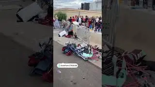 Trash left outside State Farm Stadium during Charlie Kirk memorial.