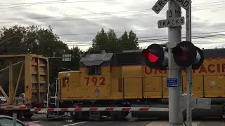 Union Pacific 792 YSR62r Florin Flyer Local, Butterfield Way Railroad Crossing, New LEDs On Gate