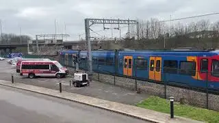 Sheffield Tram Train and Freight train in Rotherham area 02/03/23