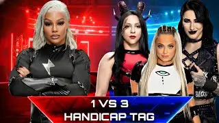 WWE 2K25 - 1 VS 3 Handicap Tag Match | Jade Cargill VS Stephanie vaquer & Rhea Ripley & Liv Morgan 