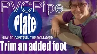 Throw a plate with a PVC pipe and trim a foot on a plate. Wheel throwing tips, Pottery with Emily