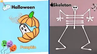 DIY Halloween Pumpkin with Hidden Skeleton Ghost | Paper Halloween Craft skeleton Idea |