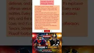 Playoffs & Upcoming Games ! texans vs steelers . #nfl #usa #news #sports #shortvideo