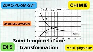 suivi temporel-vitesse de réaction : série d'exercices : exercice 5