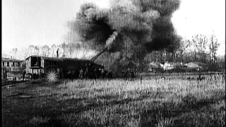 American naval and railroad guns fired behind the enemy lines in France during Wo...HD Stock Footage