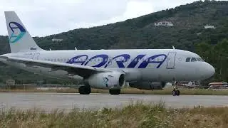 SKIATHOS 2018   LOW LANDINGS and JETBLASTS vs  PEOPLE   Airbus A321, Boeing 717