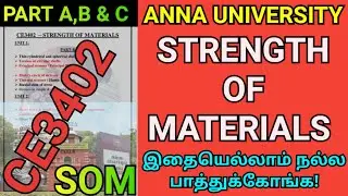 Engineering 2nd Year Strength of Materials Important Questions | Anna University CE3402 | SOM