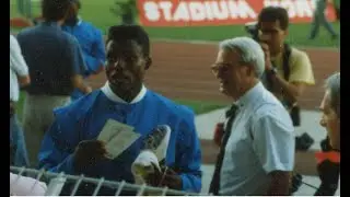 Carl  Lewis  wins  100m  at  the  meeting  in  Villeneuve d'Ascq  ( France 1989)