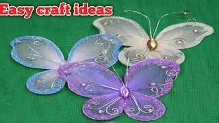 how to make nylon stocking butterfly easily/ stocking craft work easy/ Titli banaen/ paper butterfly