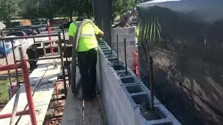 How to pour concrete grout for block walls