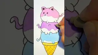 Catty Cone: How to Draw a cute Ice Cream with 3 Adorable Cats😽