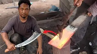 Knife Making | Work Hard | Sati makes a powerful big bending knife from the chainsaw