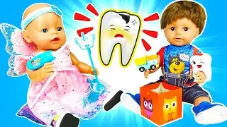 Baby dolls & tooth fairy. Baby Born doll & dentist. Pretend play & Baby doll videos for kids.