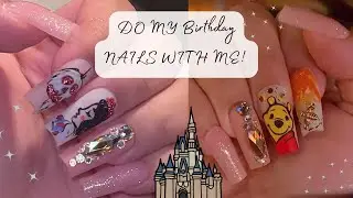 Doing my cute DISNEY NAILS ! press on nails! nails that look like acrylic winnie the pooh nails