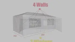 Bowose 3M x 6M Outdoor Gazebo with Sides Windows Waterproof Marquee Awning Party Tent Canopy PE Po