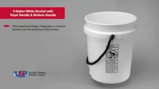 5 Gallon White Bucket with Rope Handle & Bottom Handle | U.S. PLASTIC CORPORATION&reg;
