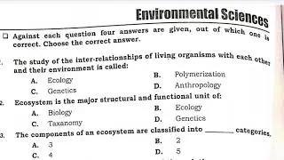 Environmental Science MCQs | ppsc zoology 2020