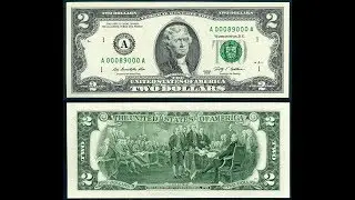 2 Dollars $ USA 2009(USD)Full Serial Bundle 786  Beautiful World Currency