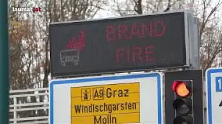 Rauchender LKW-Reifen im Tunnel Gr&uuml;nburg l&ouml;ste Gro&szlig;einsatz aus