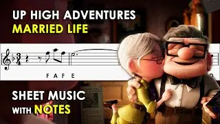 Married Life - Up | Sheet Music with Easy Notes for Recorder, Violin Beginners Tutorial