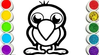 Crow Drawing, Painting and Coloring for kids and toddlers |