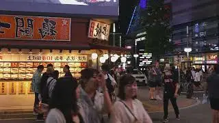 Osaka Street Life 🍜 Night Walk with Food & Lights