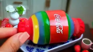 CocaCola rainbow jelly in a miniature kitchen: The most delicious CocaCola rainbow jelly with fruit