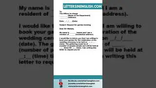 Request Letter for Garden Booking for Wedding