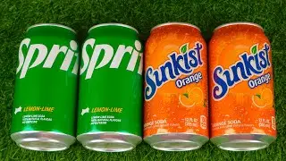Satisfying video ASMR unboxing SPRITE, SUNKIST ORANGE, Opening soda cans
