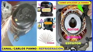 🌍✔ ARMADO ESTATOR CON BOBINAS Y  SONDA DE CALIBRACIÓN - EN UN COMPRESOR DE REFRIGERACIÓN.